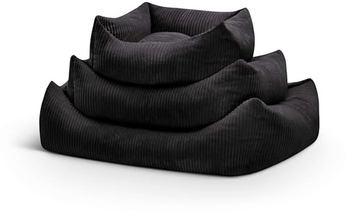 softwalls Orthopädisches Hundebett Cord - Hundekissen XXL - Hundekorb für mittelgroße Hunde - Hundekorb - Hundecouch | Schwarz (M)