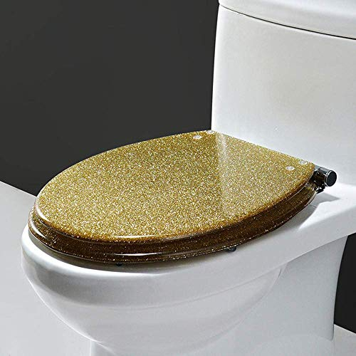 Toilettensitz, Toilettendeckel, Familien-Toilettensitz, Absenkautomatik mit Schnellverschluss, einfache Reinigung, Harz-Edelstahlscharniere, Toilettensitz-Deckelbezug für Badezimmer, Orange (Venus)