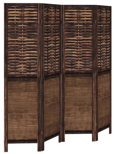 vidaXL Rumsavdelare 4 paneler mörkbrun massivt kejsarträ, skiljevägg, hopfällbar skiljevägg, skärmvägg, hopfällbar rumsavdelare, skiljeväggar