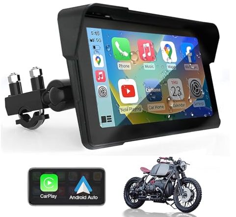 CarPlay Wireless Motorrad GPS 7-Zoll IPS Bluetooth Touchscreen, passend für Apple CarPlay, GPS Navigation(Es Wird empfohlen, den Startkreis direkt anzuschließen)