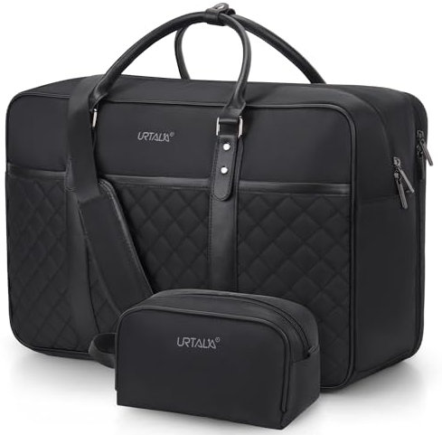 Urtala Reisetasche für Herren, Weekender-Tasche für Damen mit Kulturtasche, Reisetasche mit 17,3-Zoll-Laptop-Fach (Schwarz)