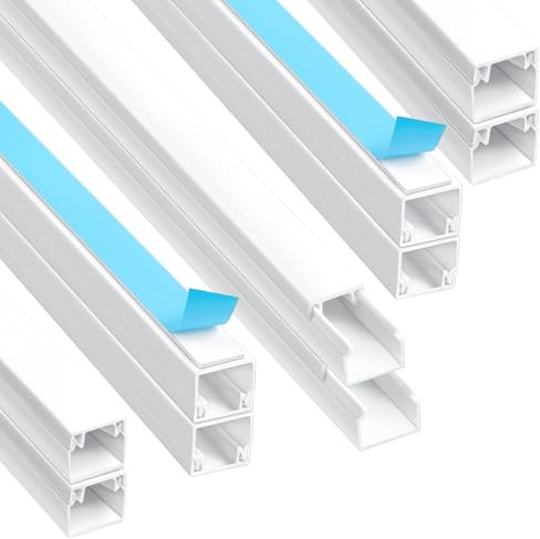 AiQInu Canaletas para Cableado (0.4m*12mm*12mm), Cubierta para Cables de TV en Paredes,Autoadhesivas, Pequeñas, Blancas, Montaje en la Pared para el conducto de Cable de la gerencia (10 Piezas)