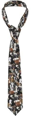 IFHSIGoe Herren-Krawatten, Trachtenkrawatte mit Bauernhoftieren, Kuh, Polyester, schmale Krawatte für Hochzeit, Party, Bräutigam, Trauzeugen, Siehe Abbildung, Einheitsgröße