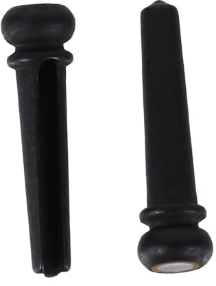 Ebenholz Gitarrenstegstifte für Folk Gitarre, 2 Stück Schwarz | Musikzubehör mit Muschelpunkt, Ersatz für Defekte Stegbolzen, für Akustikgitarren und Folk Gitarren