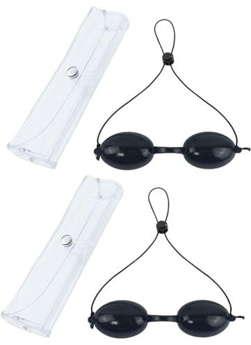 ByPaCrow 2 Pcs Safety Tanning Goggles IPL Eye Patch Red Blue Light Eye Protection Sunbed Eyewear with Transparent Bags Eyepatch Eyeshields for Patients in IPL, UV, Infrared LED Light Therapy
