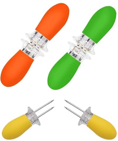 TOZBLEU Edelstahl Maiskolbenhalter,6 pcs Maiskolbenhalter,Küchenzubehör,Maiskolben Spieße,Zwillings Pin Süßmaishalter,Ineinandergreifendes Design Mais-Spieße Gabeln für Zuhause, Kochen, BBQ