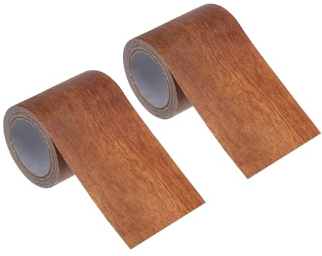 PATIKIL 2pcs Tira de Transición de Suelo, Cinta de Umbral Autoadhesivo Piso Divisor Plano Reparación Texturizada para Puerta Borde Espacio Laminado，5.7cm x 4.57m, Caoba