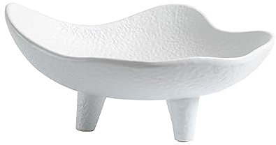 KXQYIKYI Plato de Fruta Cerámica casera Simple Plato de Fruta Grande Adorno Decorativo Hongo Creativo Plato de Fruta Adorno Blanco Negro Plato de Fruta de Tres pies Fruteros (Blanco)