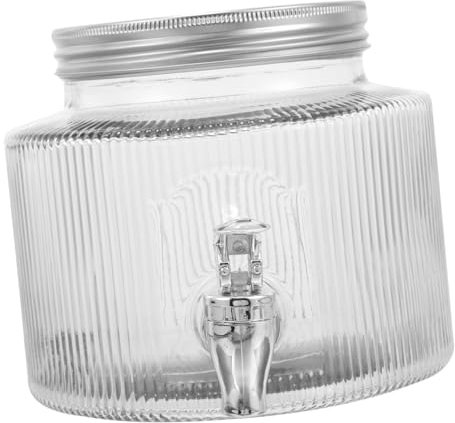OFFSCH Dispensador De Bebidas Frías Frasco De Vidrio Grifo 2.8 Litros Ideal Para Fiestas