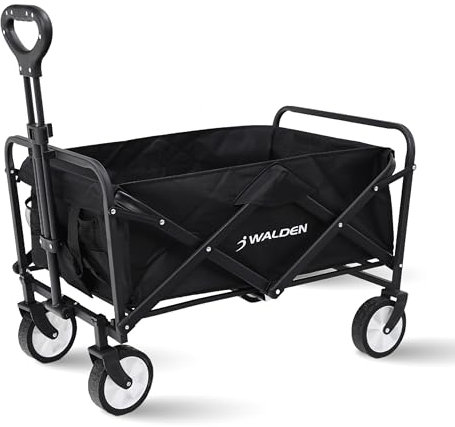 Klappbarer zusammenklappbarer Bollerwagen, Strandkarren mit großer Kapazität, Stabiler klappbarer Bollerwagen tragbar, zusammenklappbarer Wagen für Sport, Einkauf, Camping