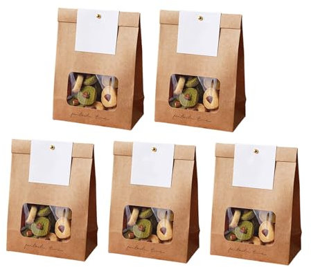 Lot de 50 sacs en papier pratiques avec fenêtre transparente pour la cuisson de fêtes alimentaires