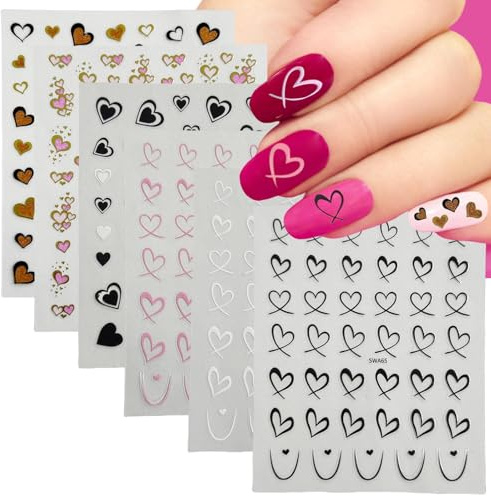6 Piezas De Amor Pegatinas De Arte De Uñas, Materiales De Arte De Uñas De Bricolaje, Suministros De Arte De Uñas, Lindas Pegatinas De Uñas Dulces