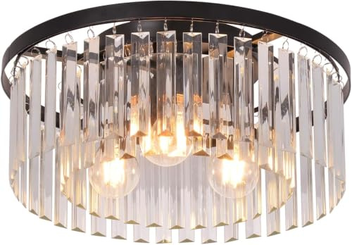 ZMH LED Deckenlampe Schwarz Deckenleuchte (Matter Schwarz & Kristall, 1er)