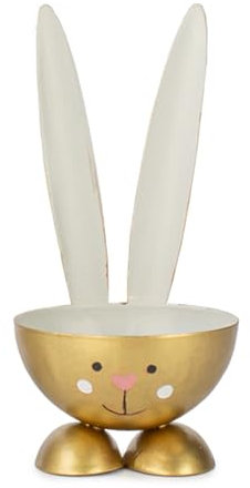 Krause & Sohn Huevera de metal con forma de conejo de Pascua, 10 cm, mesa de Pascua, desayuno de Pascua, desayuno (1 huevera), color dorado