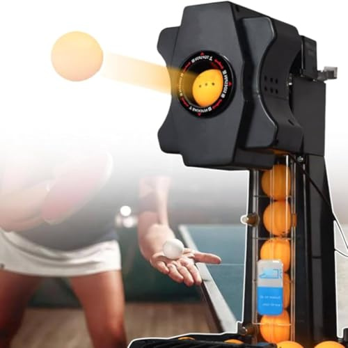 Macchina automatica per palline da ping pong, robot da ping pong con rete, robot da allenamento per ping pong con 9 impostazioni di lancio, per allenamento ed esercizio con telecomando