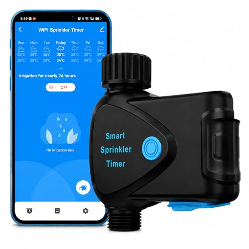 WLAN-Bewässerungstimer: Intelligenter Bewässerungstimer für Gartenschläuche, automatische Bewässerungssteuerung, App-Fernbedienung, wetterbasierte intelligente Bewässerung, kompatibel mit Alexa