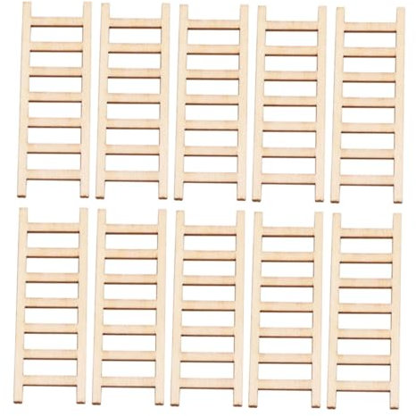 COOPHYA 10pcs Miniature Wooden Step Ladder for Dollhouse Decor Detailed Micro Landscape Model Realistic Photography Prop Durable Crafting Accessory for DIY Projects