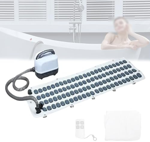 Colchoneta Inflable De Masaje De Burbujas Para Bañera De 124Cm,6 Ajustes,114 Boquillas De Burbujas,Con Almohada Y Control Remoto,Material Eva,Succión Antideslizante,Para Masaje Corporal