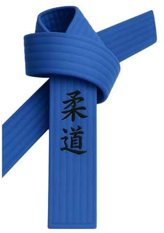 TEKKA BUDO Judogürtel Blau bestickt - Judo Schriftzeichen jananisch - Blaugurt mit Kanji Bestickung