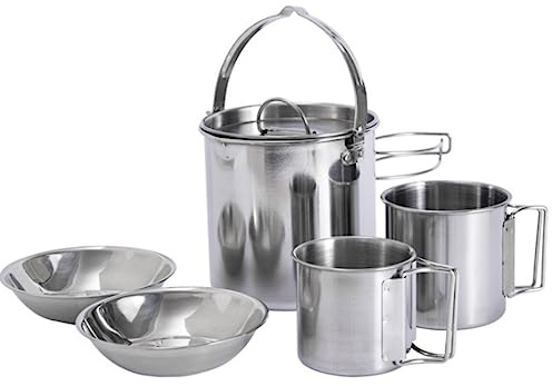 JYARZ Attrezzatura da Campeggio Stoviglie da Campeggio All'aperto Pentola Sospesa in Acciaio Inossidabile Tazza da Campeggio Pentole da Campeggio Zuppa Caffettiera Portatile Kit Campeggio