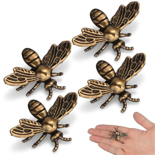 Hemobllo Abeja Decorativa De Latón Vintage 4 Figuras De Abeja Insectos En Miniatura Adorno para Escritorio Estantería Y Hogar Figuritas Coleccionables para Sala Y Oficina