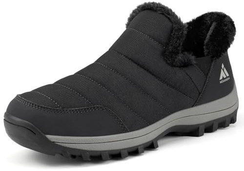 Mishansha Zapatos de Invierno Mujer Forrados, Antideslizantes Botas de Nieve Cálidas para Mujer Outdoor, Negro 42 EU