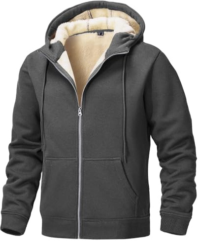 Tansozer Herren Gefütterte Winter Hoodies Sweatjacke Warme Jacken Kapuzenpullover mit Taschen