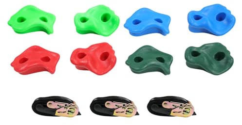 QSTDGVPW 8 Presas de Escalada, Torres de Juego de Colores, Presas de Pared para Escalada, para Niños, para Parques Infantiles Al Aire Libre, 3 Correas de Trinquete