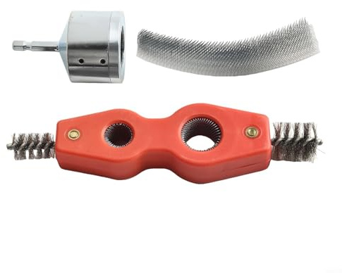 Nettoyeur de tuyaux pour perceuse avec têtes de brosse de 15 mm et 22 mm, outil de nettoyage de tube en cuivre avec poignée hexagonale, brosse métallique 4 en 1 pour bornes de batterie pour plomberie