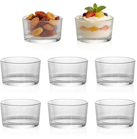 Ranjima transparenta dessertglas 200 ml, dessertburkar uppsättning med 8 glas glassbägare glas isskålar dessertskålar diskmaskinssäkra tiramisu pudding yoghurtmüsli