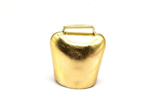 Lawnoval Kuhglocke aus Metall für Rinder und Schafe, laute Tierglocke mit robuster Eisenkonstruktion, erhältlich in Bronze, Kupferrot, Gold, Silber, S, M, L, Größen L, Golden