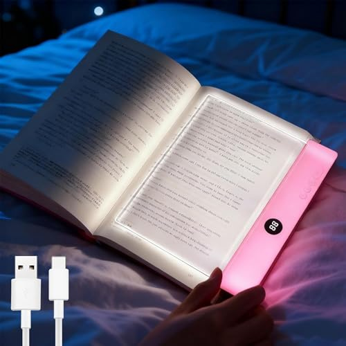 Smart LED Book Light,Leselampe Buch mit 3 Farben und Timer(Pulver) | Tragbare Flaches Buchlicht,Multifunktionale Buchlampe,Augenschutz Leselicht Buch Buchseite Licht,Zum Lesen Im Bett Bei Nacht
