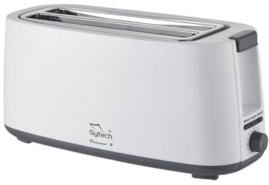 Sytech syts45 tostadora 4 rebanadas, 1400w., 2 compartimientos, Ranura Ancha, 7 Niveles -Blanco
