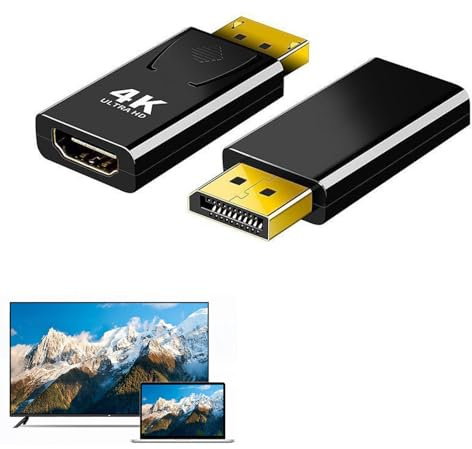 2 Pcs Adaptateur DisplayPort vers HDMI 4K 30Hz 2K 60Hz 1080P,Unidirectionnel Convertisseur DP Mâle vers HDMI Femelle,Compatible avec Dell,HDTV,Projecteur,Moniteur,AMD,GPU, NVIDIA