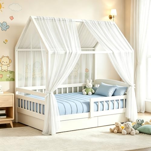 BOUFEIDA Letto a Baldacchino, in Mussola con 2 Baldacchini, Tenda da Letto per la Casa