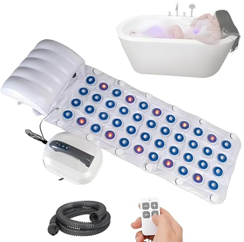 levigationlu Tragbares Sprudelbad-Massagegerät, Ganzkörper-Spa-Matte Für Die Badewanne, 6 Geschwindigkeitsstufen, Luftpumpe Und LED-Leuchten, Fernbedienung Und rutschfeste Saugnäpfe