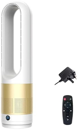 OIWERH 56/63cm Tower Fan, 4000-5600rpm Bladeless Fan, Fans & Cooling, Tower Fan with Remote, Silent Towers Fans, Tower Fans Cooling Quiet Bedroom, 8h Timer, 80° Oscillation (A-Champagne)