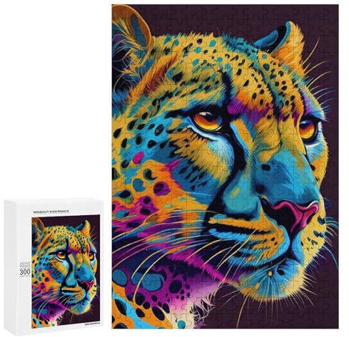 300 PCS Rätsel Für Teenager Colorful Leopard Portrait-8 Rätsel Für Erwachsene Denkspiele Geschenke Für Frauen Einzigartige Geschenke Zum Geburtstag Und Zu Weihnachten 300 PCS