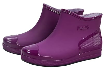 Vattenskor dam – regnstövletter dam, låga stövlar slip-on gummistövlar halkfria utomhusskor vattentäta promenadskor strand vandringsskor casual regnstövlar enfärgade fritidsskor