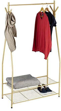 Relaxdays Kleiderständer SANDRA, Metall, Garderobenständer mit Kleiderstange, 2 Schuhblagen, HBT: 162x90x40 cm, Farbwahl