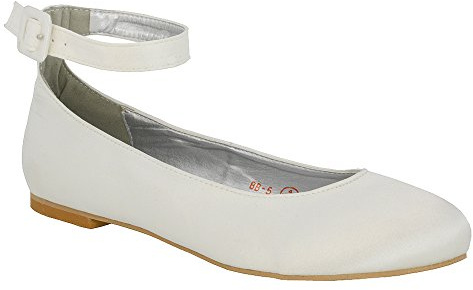 Womens Flat Ankle Strap Ballet Pumps Ladies Ballerina Party Bridal Smart Shoes Shoes 3-8