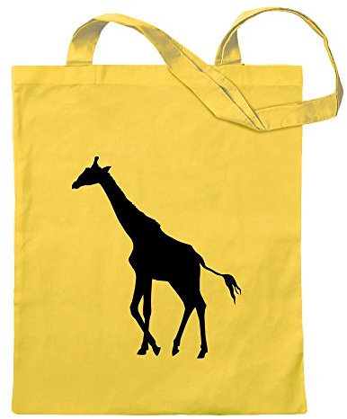 Kiwistar - Baumwolltasche - gelb - Giraffe Silhouette - Tragetasche Stoffbeutel Umhängetasche Langer Henkel