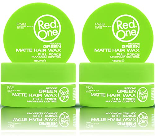 Redone Cire coiffante mate - Vert - 150 ml - Aspect mat - No Shine Wax - Ultra tenue - Cire capillaire pour homme et femme - Parfum coco - Contrôle maximal - 2 pots de cire - Lot de 2