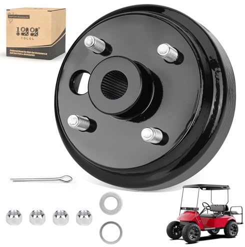 10L0L Golf Cart Brake Drum Assembly, 30 Teeth Spline 1 Inch Large Hole Brake Hub Replacement for EZGO 4 Cycle Gas 1991-Up TXT RXV Marathon Medalist Columbia, OEM# 21807-G1 21807G1 41843-94 (1 Pack)