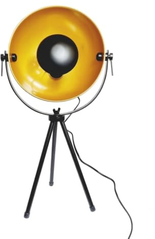 BarcelonaLED Tischleuchte, Vintage-Stativ, Schwarz und Gold, nordisch, Retro, industriell, mit Schalter, E14 LED-Fassung für Wohnzimmer, Nachttisch