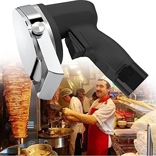 YNITJH 80w Coltello per Kebab,Senza Fili,Coltello per Gyros,Taglia-Kebab,Elettrico,per Gastronomia,Spessore di Taglio 0-8 mm,60kg/h,Negozi di Carne,Famiglie,Cordless-A