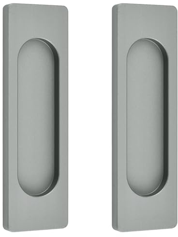 MOROBOR Self-Stick Rectangular Sliding Door Pulls, 2pcs Aluminum Alloy Flush Pull Punch-Free Handle for Sliding Barn Door Windows Cabinets (Matte Grey,100mm)