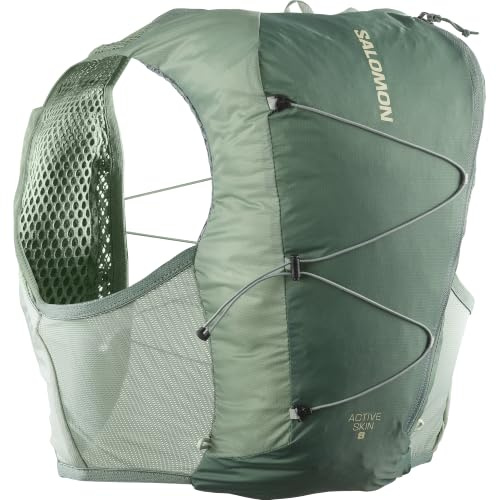 Salomon Active Skin 8 No Flasks Unisex-Hydrationsweste Trail Running Wandern MTB, Kompatibel mit weichen Trinkflaschen (Nicht enthalten), Einfache Flüssigkeitszufuhr, Präzise Passform