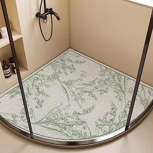 Duschmatte Dreieckig, Duschmatte Dreieckig für Eckdusche, Komfortabel Duschmatte Rutschfest Halbrund, PVC-Luffa Badematte Halbrund mit AblauflöChern Sicherheits, Schnell Trocknend,C,70x70cm(28x28inch)