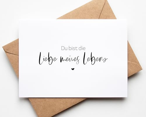 KAMEWI® Postkarte LIEBE MEINES LEBENS Statement | Inkl. Briefumschlag aus Kraftpapier | Hochzeit Verlobung Liebe